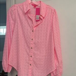 Lilly Pulitzer Pink Blossom Eyelet Top
